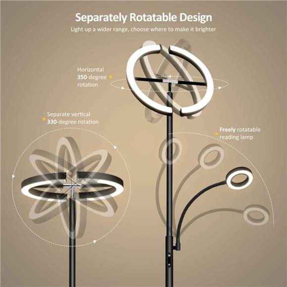 Split Floor Lamp with Reading Light, Modern Bright LED Rotatable Standing Lamp - Picture 5 of 5